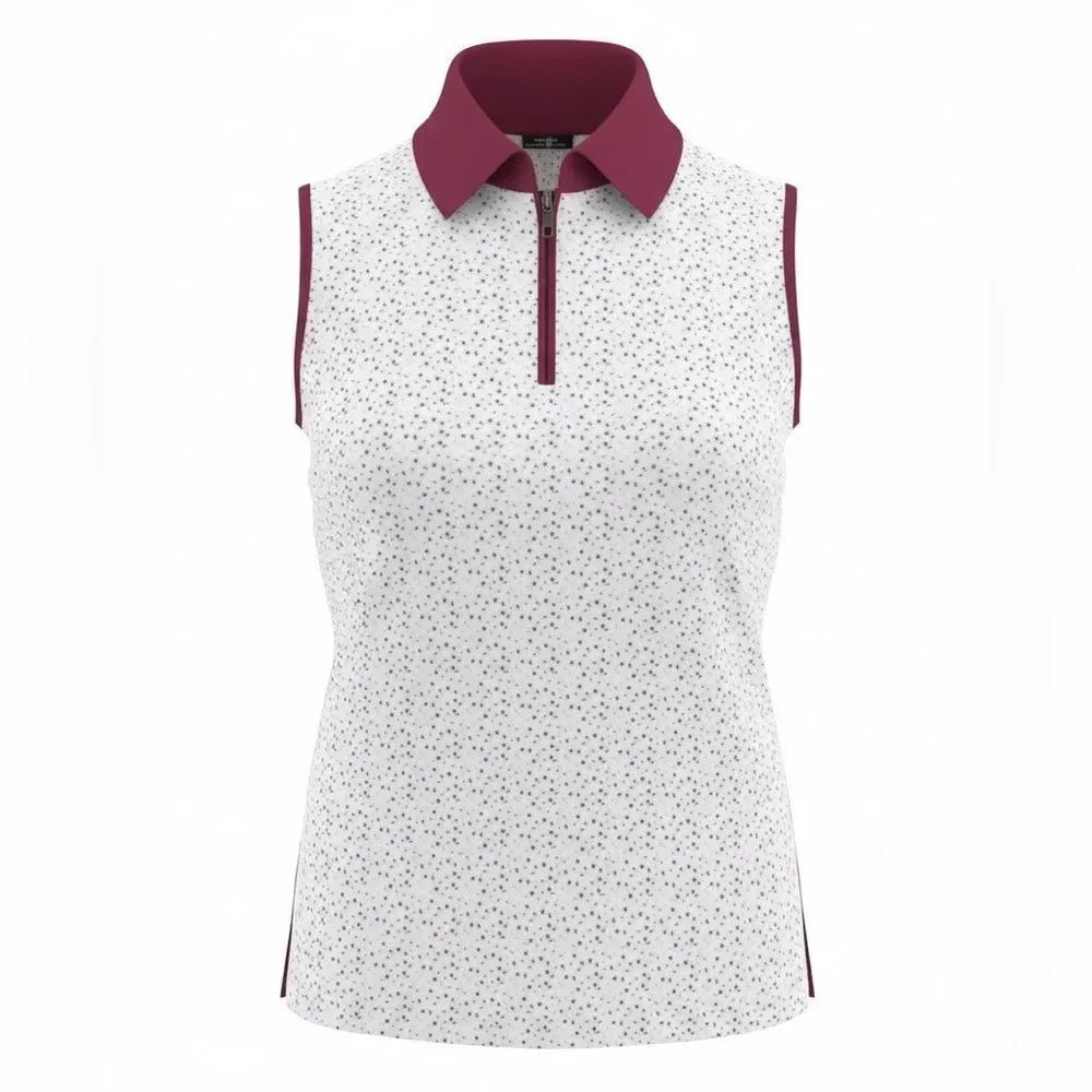 BELYN KEY WOMENS GOLF SHIRT SIZE S WHITE RED DESIGN